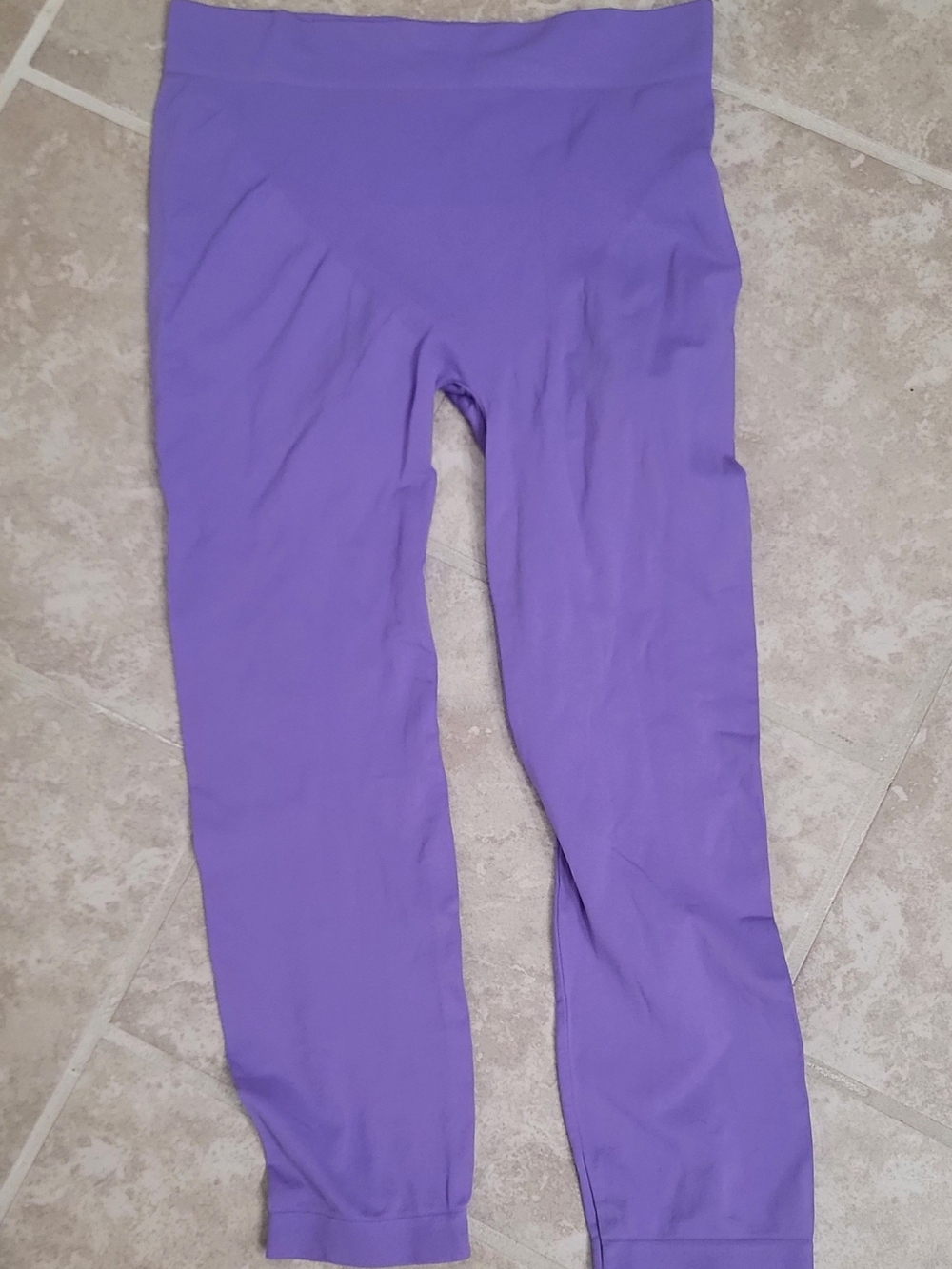 Purple Nylon & Spandex High-Waisted Leggings (One Size)